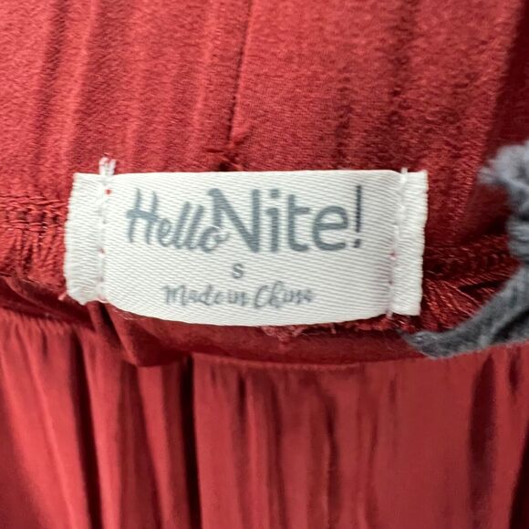 Hello Nite Satin Cargo Jogger Pants Womens S Rust Orange Pull On Pockets Utility - Picture 9 of 12